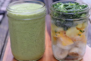 Make Ahead Green Smoothie Pack Before and After