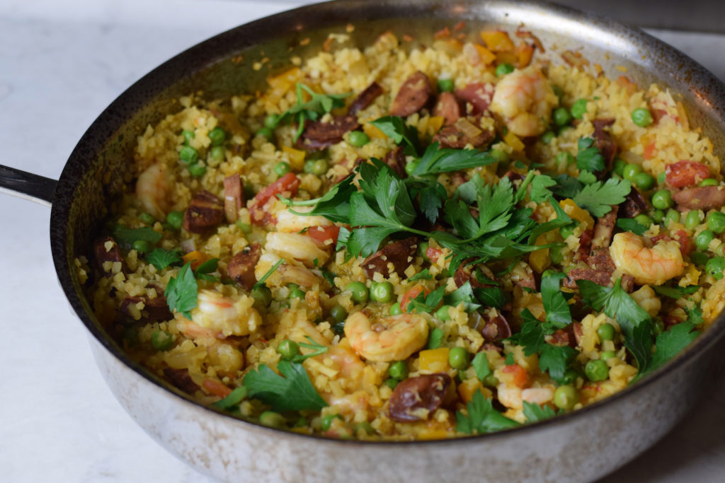 Cauliflower Rice Paella is an easy and healthy weeknight option for the whole family!