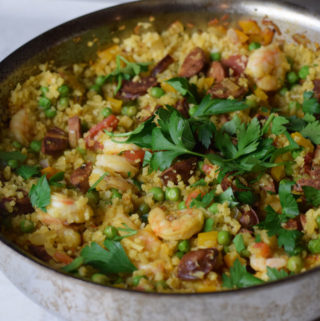 Cauliflower Rice Paella is an easy and healthy weeknight option for the whole family!