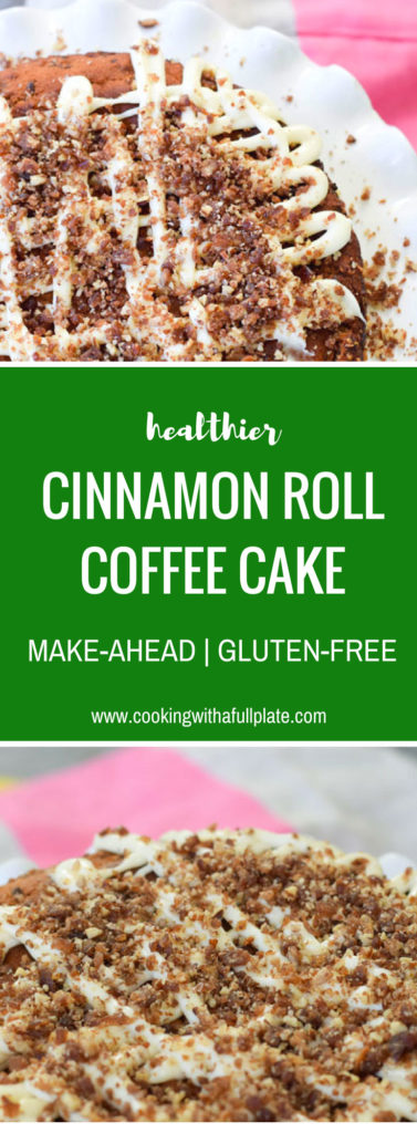 Healthier Cinnamon Roll Coffee Cake | Make Ahead | Gluten Free | Almond Flour | Kid Friendly | Mother's Day | Brunch | Cream Cheese Frosting