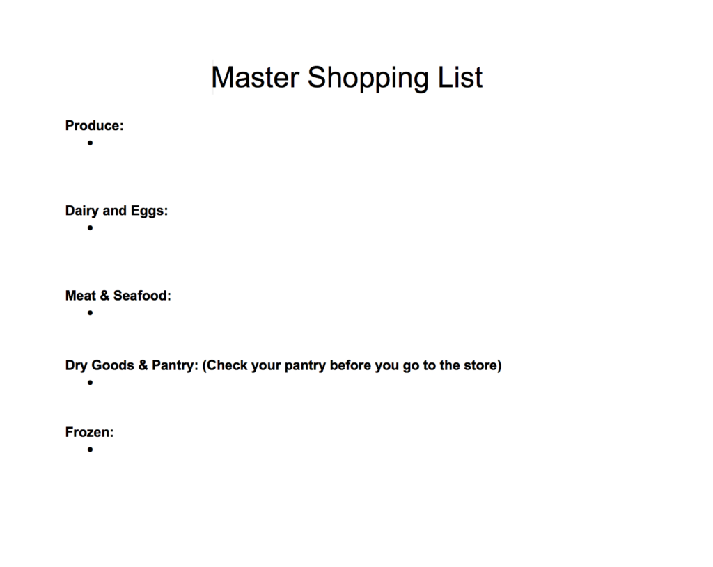 shopping list example